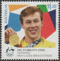 AUSTRALIA - USED 2021 $1.10 Olympic Games Gold Medal Winners Swimming: Men's 200m Breastroke - Usati