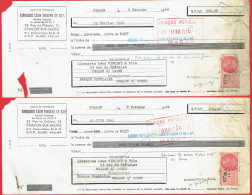 Lot 2 Lettres De Change De Chalon-sur-Saône (71) Pour Chalon-sur-Saône (71) - 1964 - Timbre TF N°328 - Librairie Vincent - Bills Of Exchange