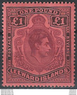 1942 Leeward Islands Giorgio VI 1£ MNH SG N. 114a - Sonstige & Ohne Zuordnung