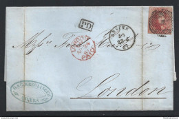 1861 Belgio - N. 12a 40 Cent Re Leopoldo I LETTERA - Andere & Zonder Classificatie