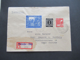 1947 Leipziger Herbstmesse Nr.966 MiF Einschreiben Not R-Zettel Gestempelt Hintersee Oberbayern - Bösperde In Westfalen - Lettres & Documents