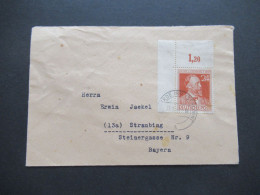 Kontrollrat 1947 Heinrich Von Stephan Nr.963 Eckrand Oben Links Fernbrief Bösperde Kreis Iserlohn - Straubing In Bayern - Briefe U. Dokumente