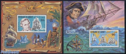 Djibouti 1980 James Cook 2 S/s, Mint NH, History - Transport - Various - Explorers - Ships And Boats - Maps - Onderzoekers