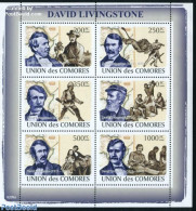 Comoros 2008 David Livingstone 6v M/s, Mint NH, History - Nature - Various - Explorers - Cat Family - Maps - Explorateurs