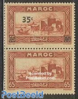 Morocco 1939 Definitives Pair (1 Stamp With, 1 Without Overpr), Mint NH, Art - Castles & Fortifications - Kastelen