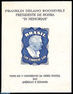 Brazil 1949 F.D. Roosevelt S/s, Mint NH, History - American Presidents - Unused Stamps