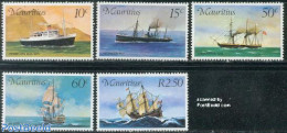 Mauritius 1976 Postal Ships 5v, Mint NH, Transport - Post - Ships And Boats - Correo Postal