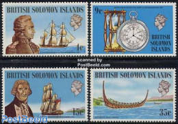Solomon Islands 1973 Ships & Navigation 4v, Mint NH, History - Science - Transport - Explorers - Weights & Measures - .. - Erforscher