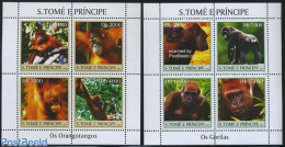 Sao Tome/Principe 2004 Monkeys 8v (2 M/s), Mint NH, Nature - Animals (others & Mixed) - Monkeys - Sao Tome En Principe