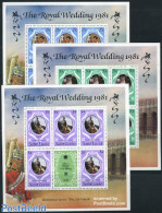 Saint Lucia 1981 Charles & Diana Wedding 3 M/ss, Mint NH, History - Charles & Diana - Kings & Queens (Royalty) - Royalties, Royals