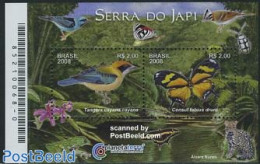 Brazil 2008 Do Japi Reserve S/s, Mint NH, Nature - Animals (others & Mixed) - Birds - Butterflies - Cat Family - Flowe.. - Ongebruikt