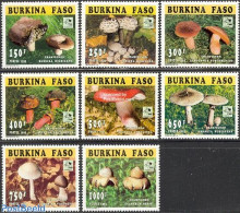 Burkina Faso 1996 Jamboree, Mushrooms 8v, Mint NH, Nature - Sport - Mushrooms - Scouting - Pilze