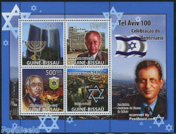 Guinea Bissau 2008 100 Years Tel Aviv 4v M/s, Mint NH, Religion - Judaica - Joodse Geloof