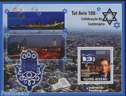 Guinea Bissau 2008 100 Years Tel Aviv S/s, Mint NH, Religion - Judaica - Judaísmo