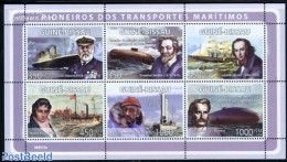 Guinea Bissau 2008 Maritime Pioneers 6v M/s, Mint NH, Transport - Ships And Boats - Titanic - Boten