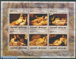 Guinea Bissau 2005 Nude Model Paintings 6v M/s, Mint NH, Art - Nude Paintings - Paintings - Rembrandt - Guinea-Bissau