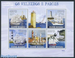Guinea Bissau 2009 Ships & Lighthouses 5v M/s, Mint NH, Transport - Various - Ships And Boats - Lighthouses & Safety A.. - Bateaux