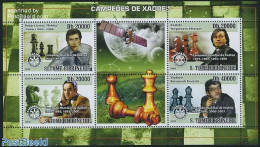 Sao Tome/Principe 2008 Chess, Rotary 4v M/s, Mint NH, Sport - Transport - Various - Chess - Space Exploration - Rotary - Scacchi