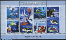 Sao Tome/Principe 2007 Marine Life, J. Cousteau 4v M/s, Mint NH, Nature - Sport - Transport - Fish - Reptiles - Sea Ma.. - Poissons