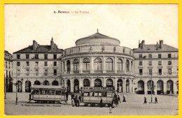 CPA RENNES Le Théatre  1905 Tramway - Pub Journal - Le NOUVELLISTE - Rennes