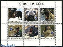 Sao Tome/Principe 2003 Sea Mammals (Rotary/Lions) 6v M/s, Mint NH, Nature - Various - Sea Mammals - Lions Club - Rotary - Rotary, Club Leones
