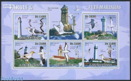 Sao Tome/Principe 2009 Seabirds & Lighthouses 5v M/s, Mint NH, Nature - Various - Birds - Lighthouses & Safety At Sea - Leuchttürme