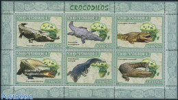 Mozambique 2007 Crocodiles 6v M/s, Mint NH, Nature - Various - Animals (others & Mixed) - Crocodiles - Elephants - Gir.. - Geografia