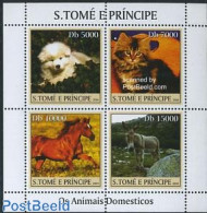Sao Tome/Principe 2004 Mammals 4v M/s, Mint NH, Nature - Cats - Dogs - Horses - Sao Tome And Principe