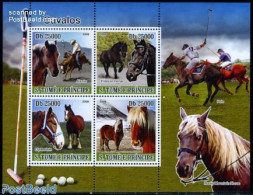 Sao Tome/Principe 2008 Horses 4v M/s, Mint NH, Nature - Horses - Sao Tomé E Principe