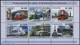 Sao Tome/Principe 2008 Transport In European Cities 6v M/s, Mint NH, Transport - Automobiles - Railways - Cars