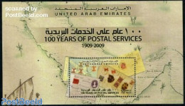 United Arab Emirates 2009 100 Years Of Postal Service S/s, Mint NH, Transport - Various - Post - Stamps On Stamps - Sh.. - Posta
