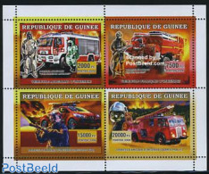 Guinea, Republic 2006 Fire Engines 4v M/s, Mint NH, Transport - Automobiles - Fire Fighters & Prevention - Coches