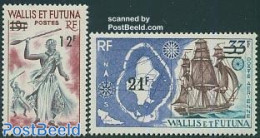 Wallis & Futuna 1971 Overprints 2v, Mint NH, History - Transport - Various - Ships And Boats - Maps - Bateaux