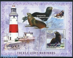 Guinea Bissau 2006 Sea Mammals, Lighthouse On Border S/s, Mint NH, Nature - Various - Sea Mammals - Lighthouses & Safe.. - Fari