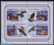 Guinea Bissau 2008 Rabbits & Birds 4v M/s, Mint NH, Nature - Birds - Birds Of Prey - Rabbits / Hares - Guinea-Bissau