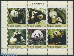 Guinea Bissau 2003 Pandas 6v M/s, Mint NH, Nature - Animals (others & Mixed) - Pandas - Guinea-Bissau