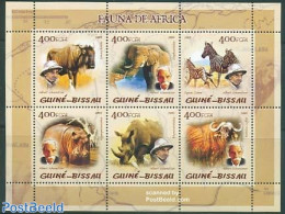 Guinea Bissau 2005 African Animals 6v M/s, Mint NH, Nature - Animals (others & Mixed) - Elephants - Hippopotamus - Rhi.. - Guinée-Bissau