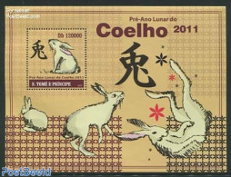 Sao Tome/Principe 2010 Year Of The Rabbit S/s, Mint NH, Nature - Various - Animals (others & Mixed) - Rabbits / Hares .. - New Year