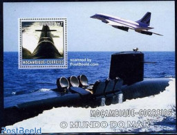 Mozambique 2002 Submarines S/s, Mint NH, Transport - Concorde - Ships And Boats - Concorde