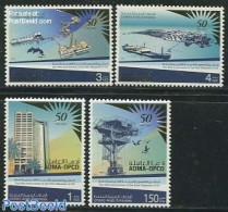 United Arab Emirates 2012 50th Anniv. Of The First Shipment Of Oil 4v, Mint NH, Nature - Science - Transport - Birds -.. - Bateaux