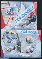 Uganda 2012 Sailboats 2 S/s, Mint NH, Sport - Transport - Sailing - Ships And Boats - Segeln