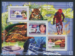 Guinea, Republic 2007 Olympic Winners 3v M/s, Mint NH, Nature - Sport - Cat Family - Snakes - Cycling - Fencing - Judo.. - Radsport