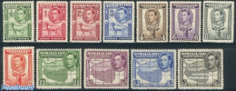 British Somalia 1938 Definitives 12v, Mint NH, Nature - Various - Animals (others & Mixed) - Cattle - Maps - Wild Mamm.. - Geografia