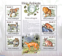 Mozambique 2010 Wildcats 6v M/s, Mint NH, Nature - Animals (others & Mixed) - Cat Family - Mozambique