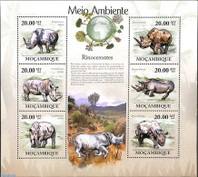 Mozambique 2010 Rhinos 6v M/s, Mint NH, Nature - Animals (others & Mixed) - Rhinoceros - Mozambique