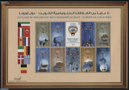 Kuwait 2014 Diplomatic Relations With Europe 10v M/s, Mint NH, History - Transport - Various - Archaeology - Coat Of A.. - Archeologia