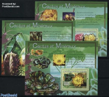 Guinea, Republic 2007 Cactus And Minerals 3 S/s, Mint NH, History - Nature - Geology - Cacti - Flowers & Plants - Cactussen