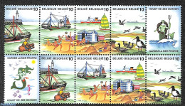Belgium 1988 The Sea 2x4v With Tab On Right Side And Left Side, Mint NH, Nature - Transport - Various - Horses - Aircr.. - Nuovi