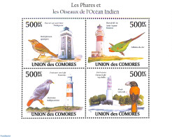 Comoros 2010 Lighthouses And Birds 4v M/s, Mint NH, Nature - Various - Birds - Lighthouses & Safety At Sea - Faros
