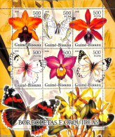 Guinea Bissau 2005 Butterflies And Orchids 6v M/s, Mint NH, Nature - Butterflies - Flowers & Plants - Orchids - Guinée-Bissau